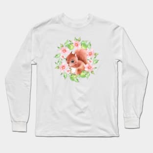 Squirrel and flowers Long Sleeve T-Shirt